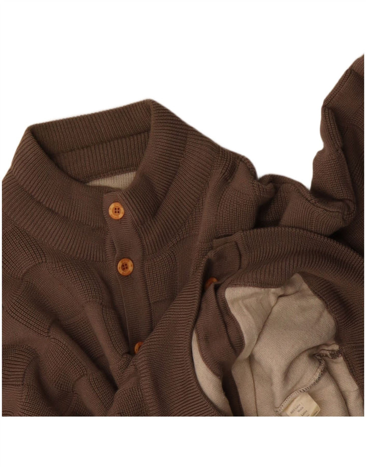 Vintage Herren Cardigan Pullover Groß Beige Geometrisch Polyacryl