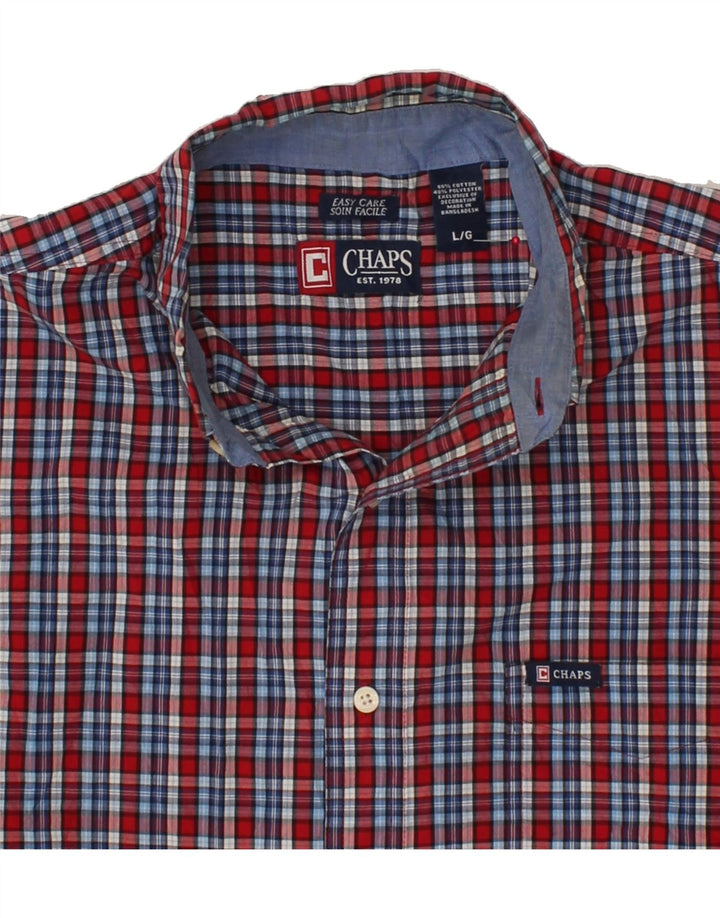 CHAPS Mens Easy Care Shirt Large Red Check Cotton Vintage Chaps and Second-Hand Chaps from Messina Hembry 