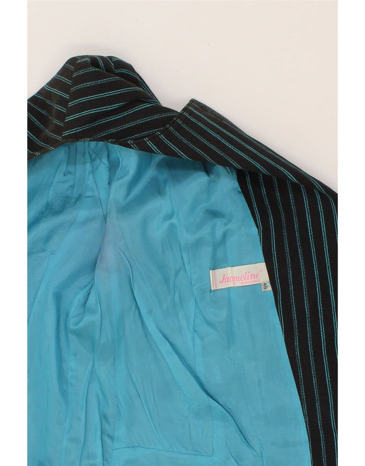 VINTAGE Womens 1 Button Blazer Jacket IT 46 Large Blue Striped Vintage Vintage and Second-Hand Vintage from Messina Hembry 