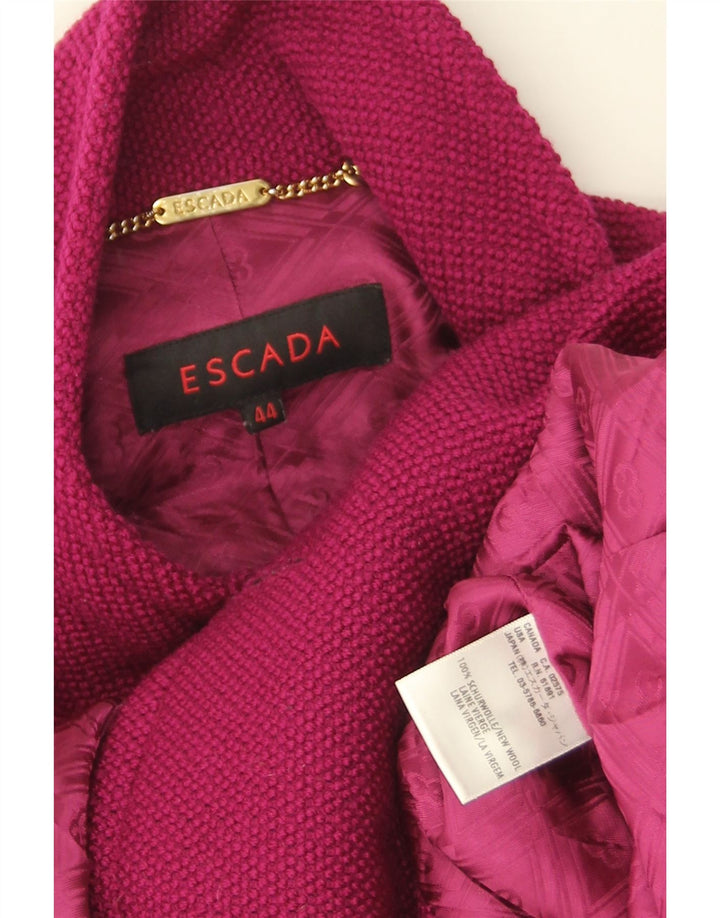 Escada Damen Zweireihiger Mantel EU 44 XL Lila Schurwolle
