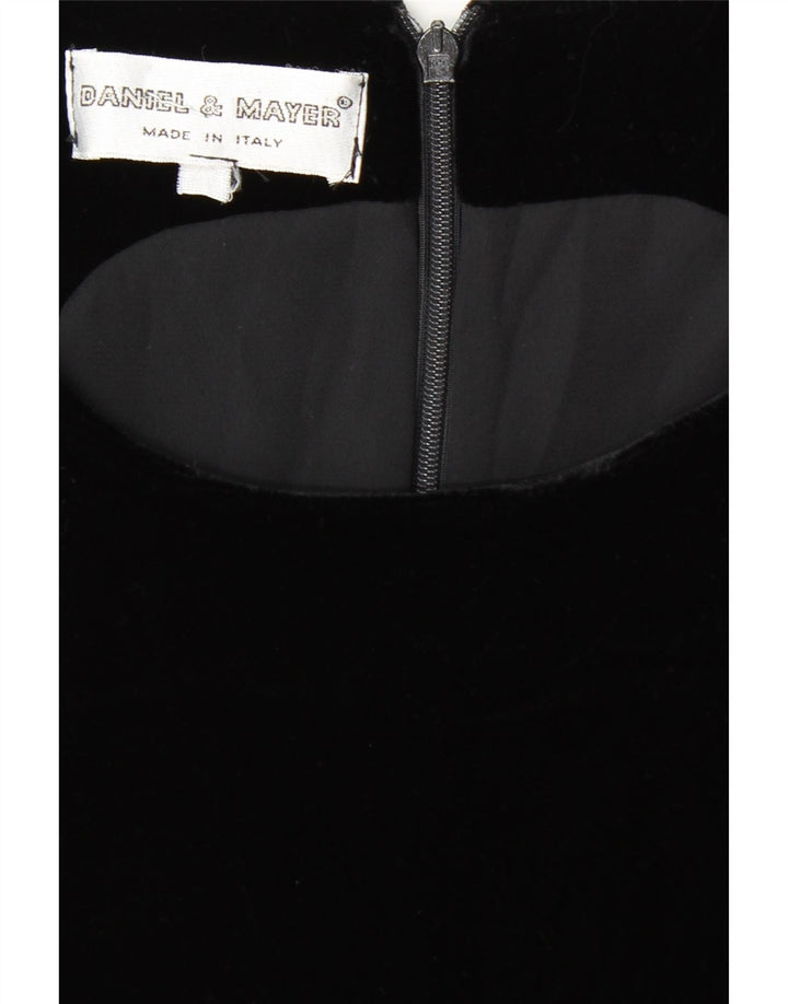 DANIEL & MAYER Damen Ärmelloses Samt-Etuikleid UK 12 Medium Schwarz