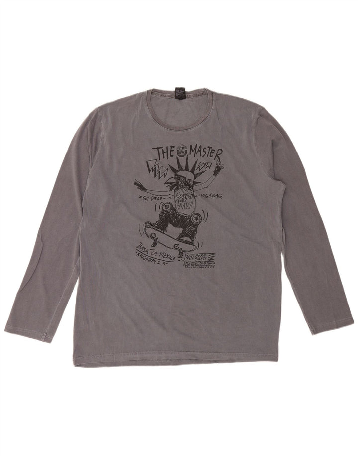 Scorpion Bay Herren-Grafik-Oberteil, langärmelig, 2XL, graue Baumwolle