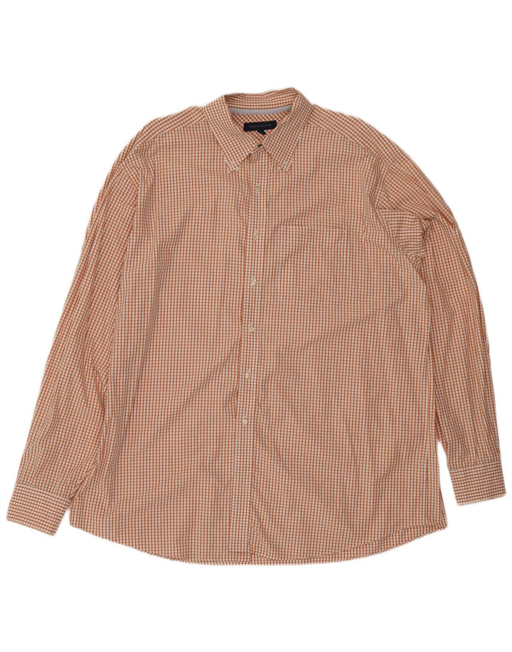 Tommy Hilfiger Herrenhemd Größe 17 1/2 XL Orange kariert