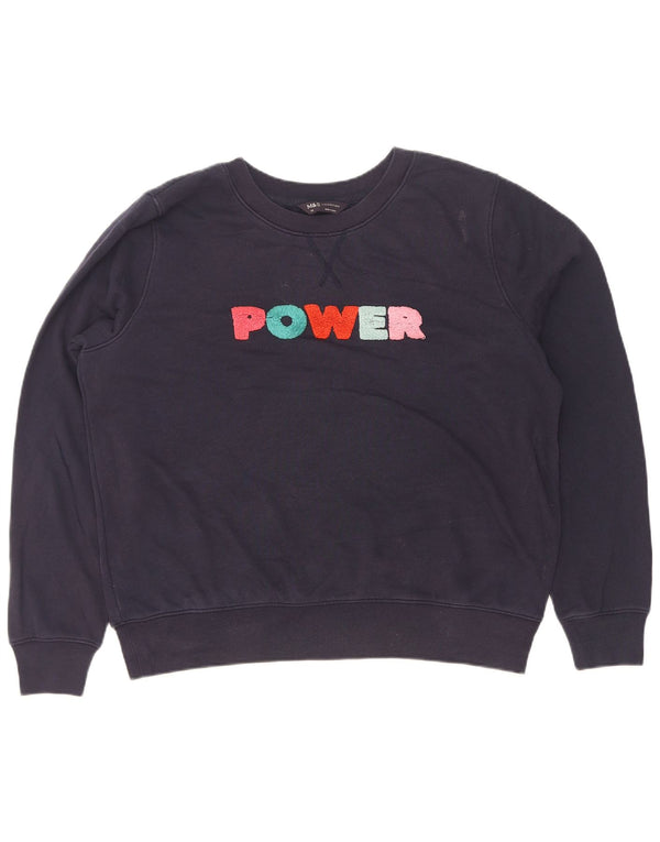 Marks & Spencer Damen Grafik-Sweatshirt-Pullover UK 14 Large Marineblau