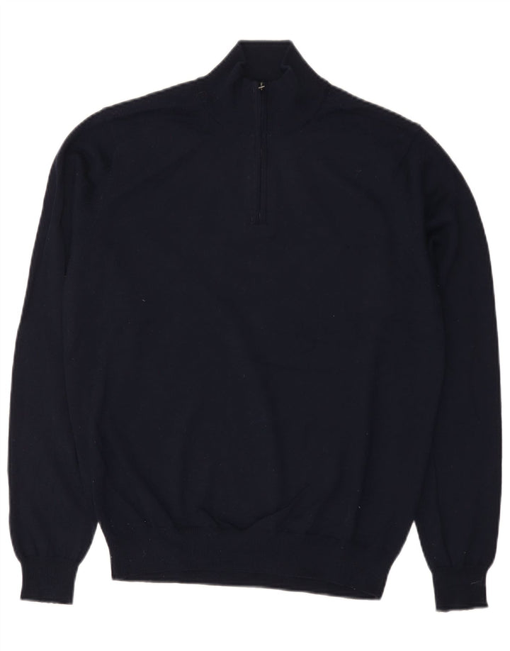 Marks & Spencer Herren-Pullover mit Reißverschluss am Hals, mittelgroßes Marineblau, Acryl
