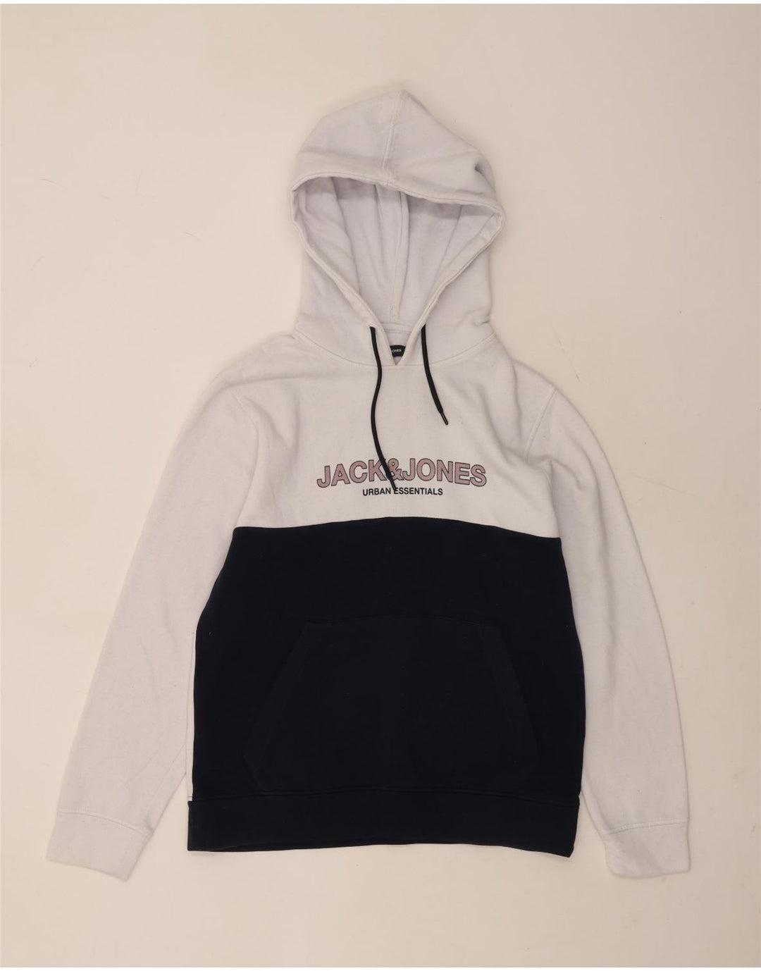 JACK & JONES Herren-Kapuzenpullover mit Grafik, groß, weißes Farbblock-Polyester