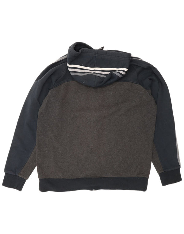 Adidas Herren-Kapuzenpullover mit Reißverschluss, groß, graue Farbblock-Baumwolle