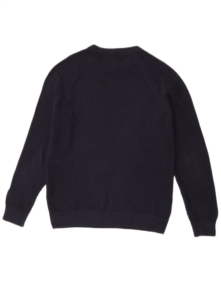Zara Herren-Pullover mit Rundhalsausschnitt, groß, marineblaue Baumwolle