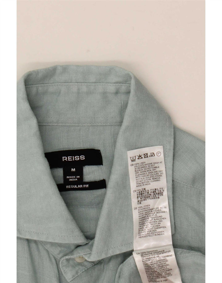 Reiss Herren-Hemd mit normaler Passform, mittelblaues Leinen