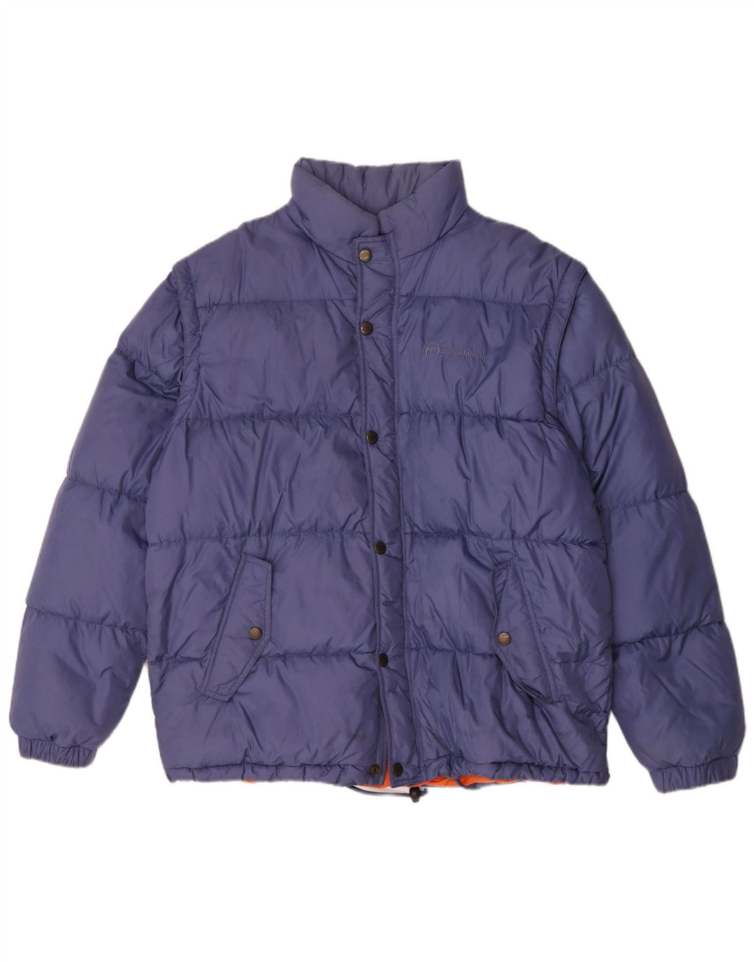 Sergio Tacchini Wattierte Herrenjacke mit Kapuze, UK 40, Größe L, Blau, Polyamid