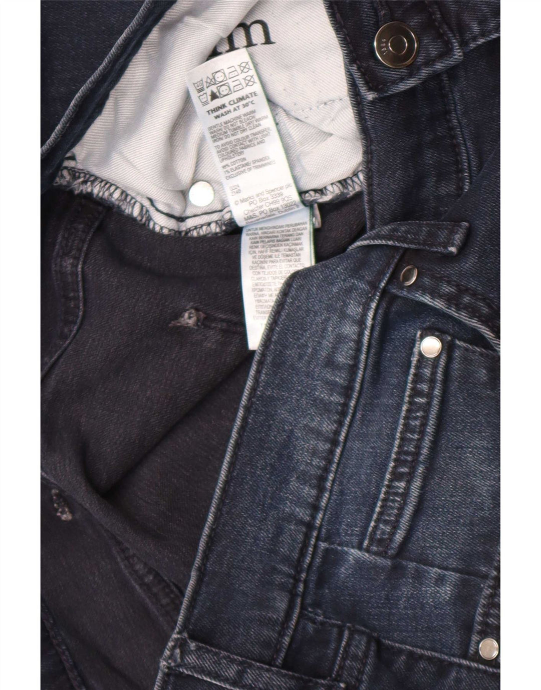 Marks & Spencer Herren Slim Jeans W36 L33 Marineblaue Baumwolle