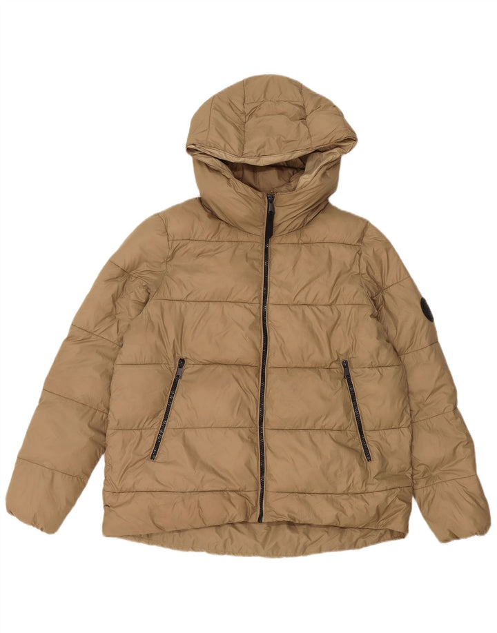 Zara Herren-Jacke mit Kapuze, gepolstert, Größe 36, Beige