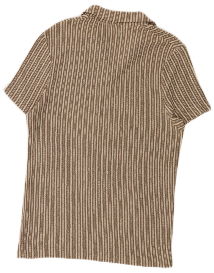 Zara Herren-Poloshirt, groß, beige gestreift
