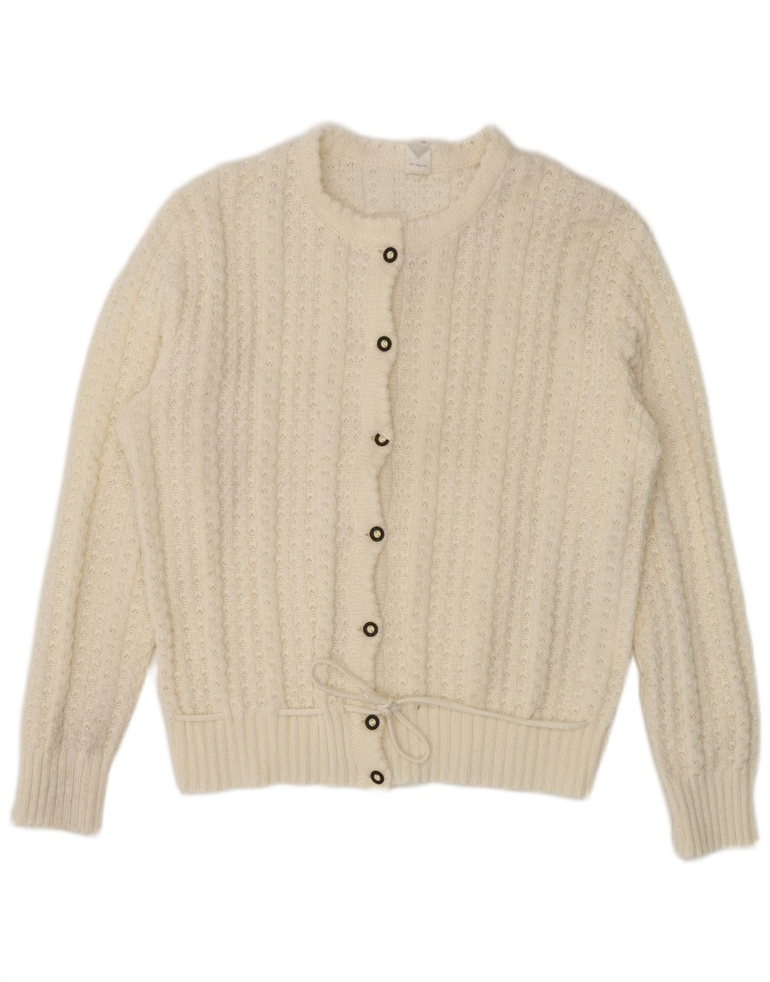 Vintage Damen Cardigan Pullover UK 16 Groß Weiß Polyacryl