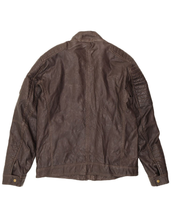 Tom Tailor Herren Racer Kunstleder Flugfliegerjacke UK 42 XL Braun