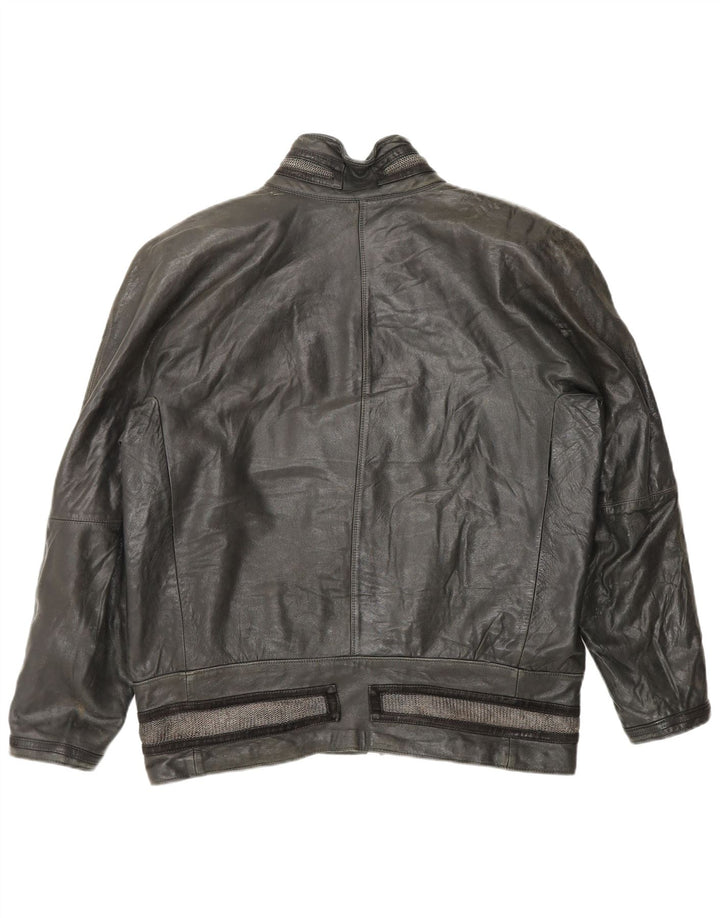 Gianni Versace Damen Lederjacke UK 18 XL Schwarzes Leder