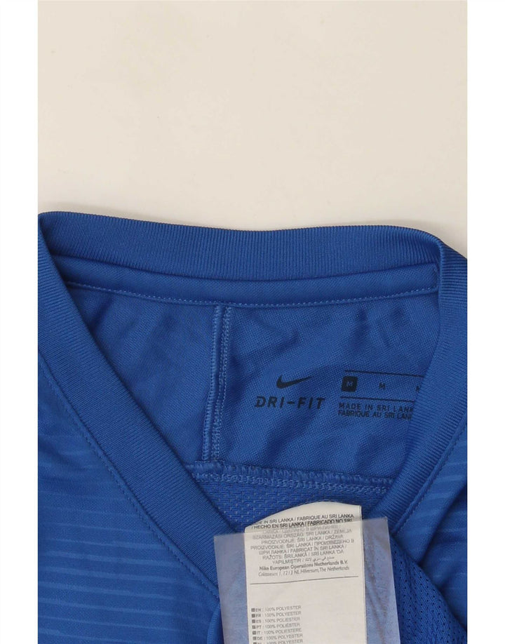 Nike Herren Dri Fit Grafik-T-Shirt-Oberteil aus mittelblauem Nadelstreifen-Polyester