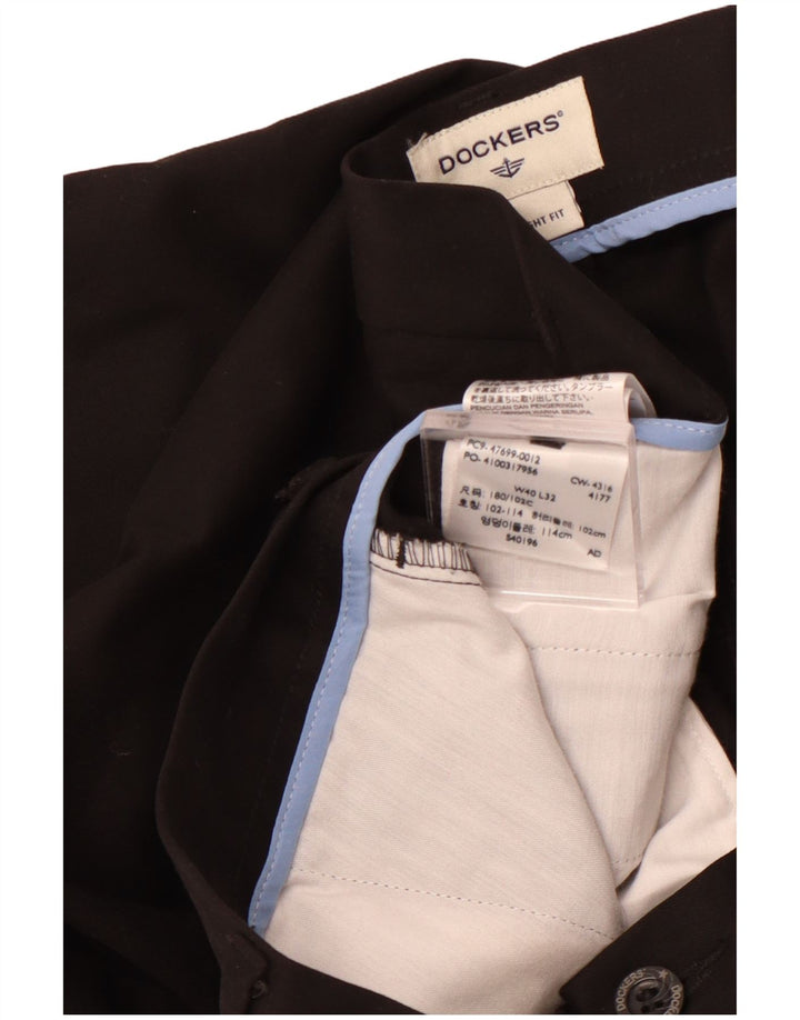 DOCKERS Gerade Chinohose für Herren, W40, L32, schwarze Baumwolle