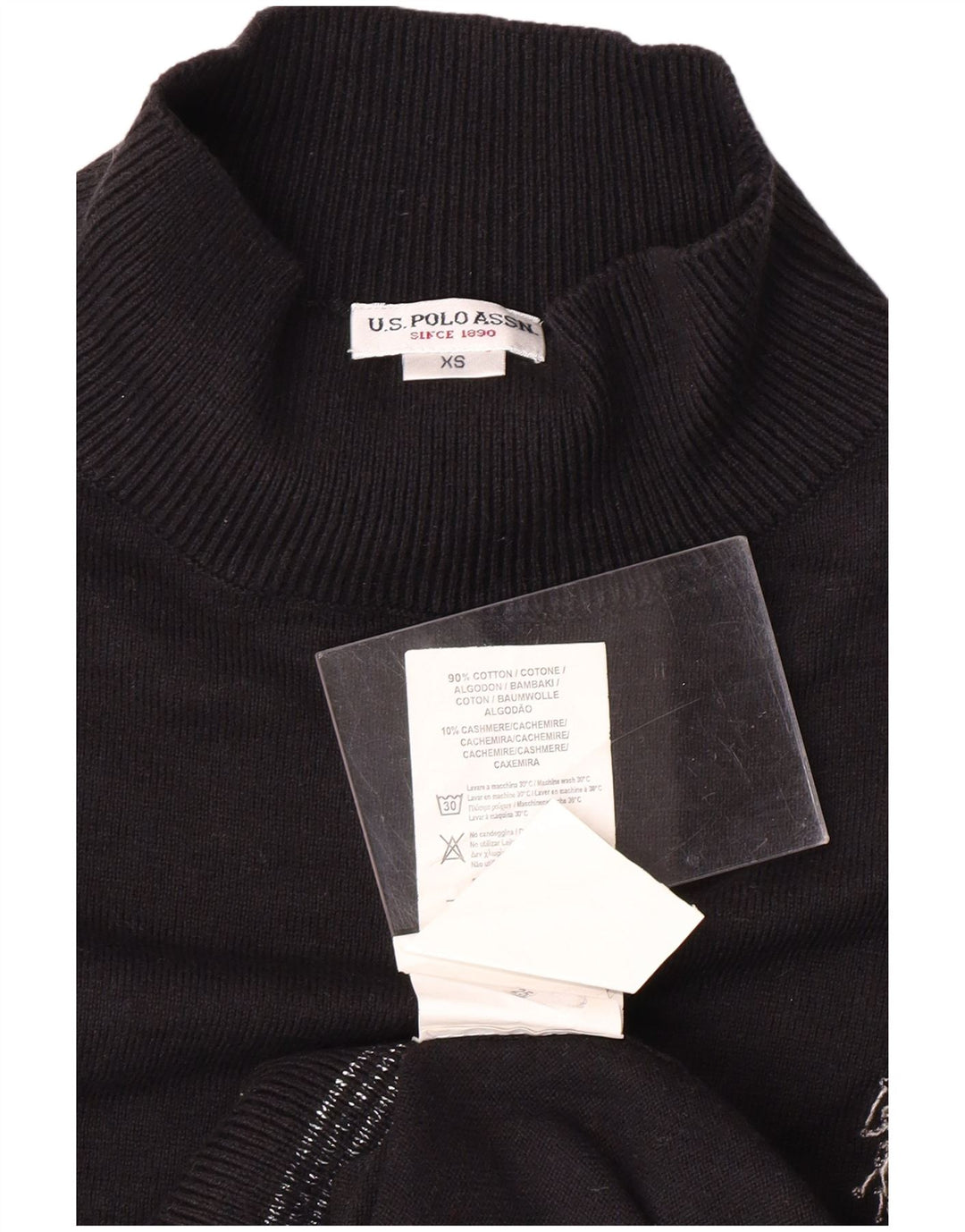 US POLO ASSN. Rollkragenpullover für Damen, Gr. 6, XS, Schwarz, Baumwolle