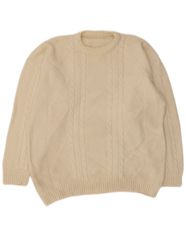 Vintage Herren Pullover mit Rundhalsausschnitt, Größe L, Beige