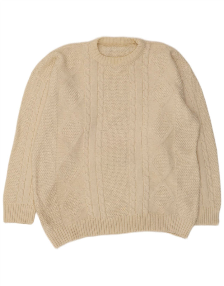 Vintage Herren Pullover mit Rundhalsausschnitt, Größe L, Beige