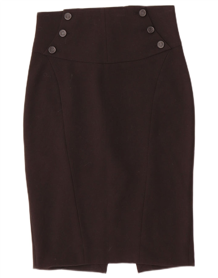 Zara Damen Bleistiftrock mit hoher Taille, mittelgroß, W26, Schwarz