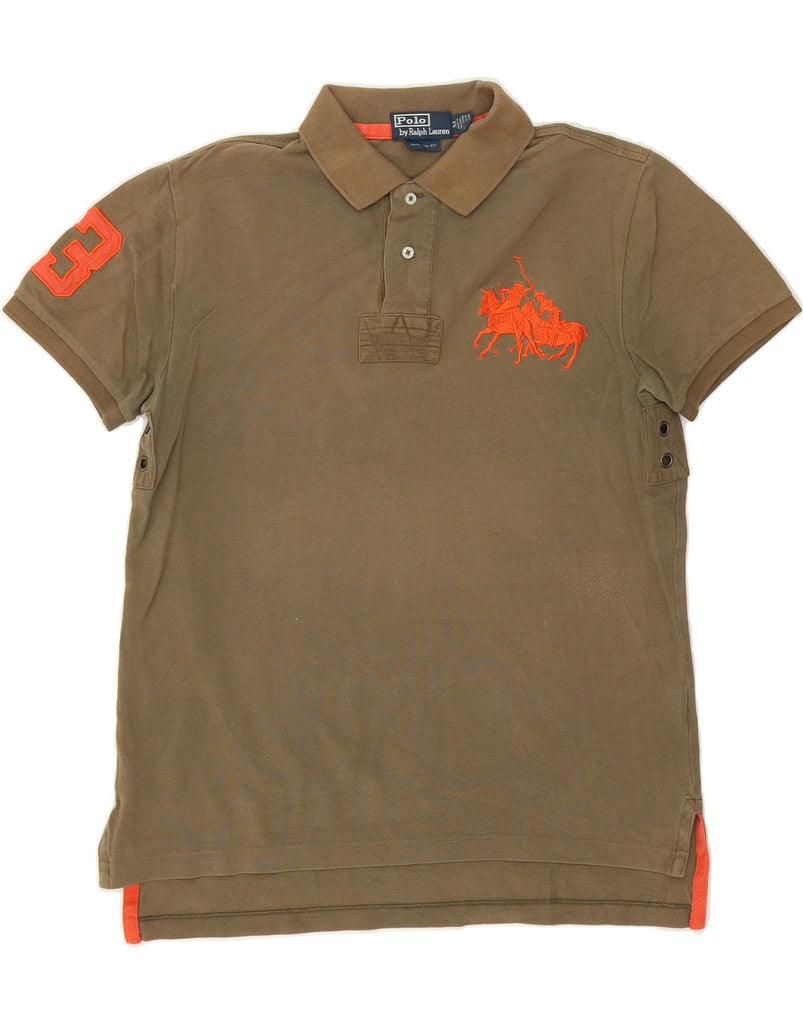 RALPH LAUREN Mens Custom Fit Polo Shirt Medium Brown Cotton Vintage Ralph Lauren and Second-Hand Ralph Lauren from Messina Hembry 