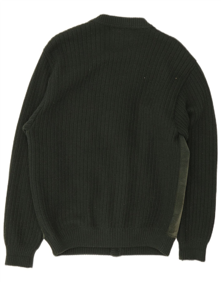 Malagrida Herren-Cardigan-Pullover Mittelgrüne Argyle-/Diamantwolle