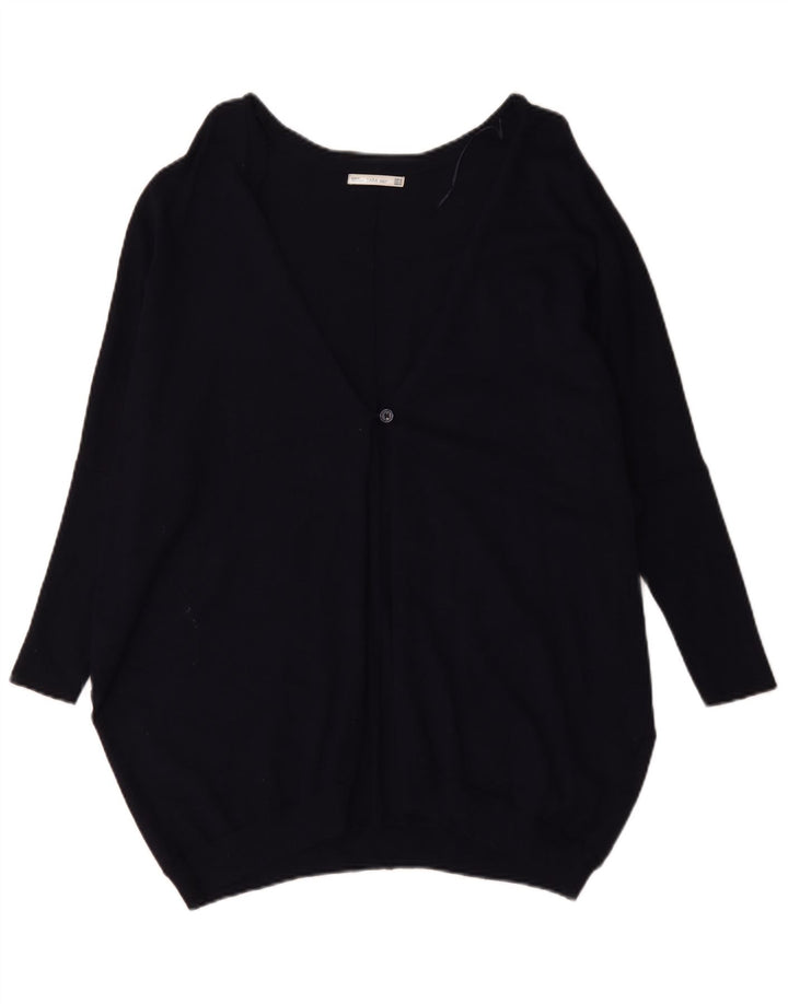 Zara Damen-Pullover, übergroß, V-Ausschnitt, Gr. 14, mittleres Marineblau