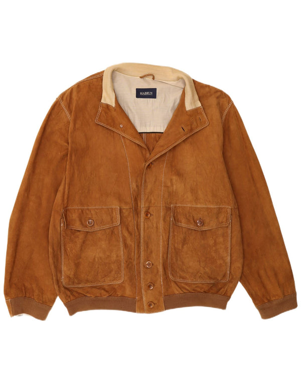 Mabrun Herren Wildleder Bomberjacke IT 54 2XL Beige