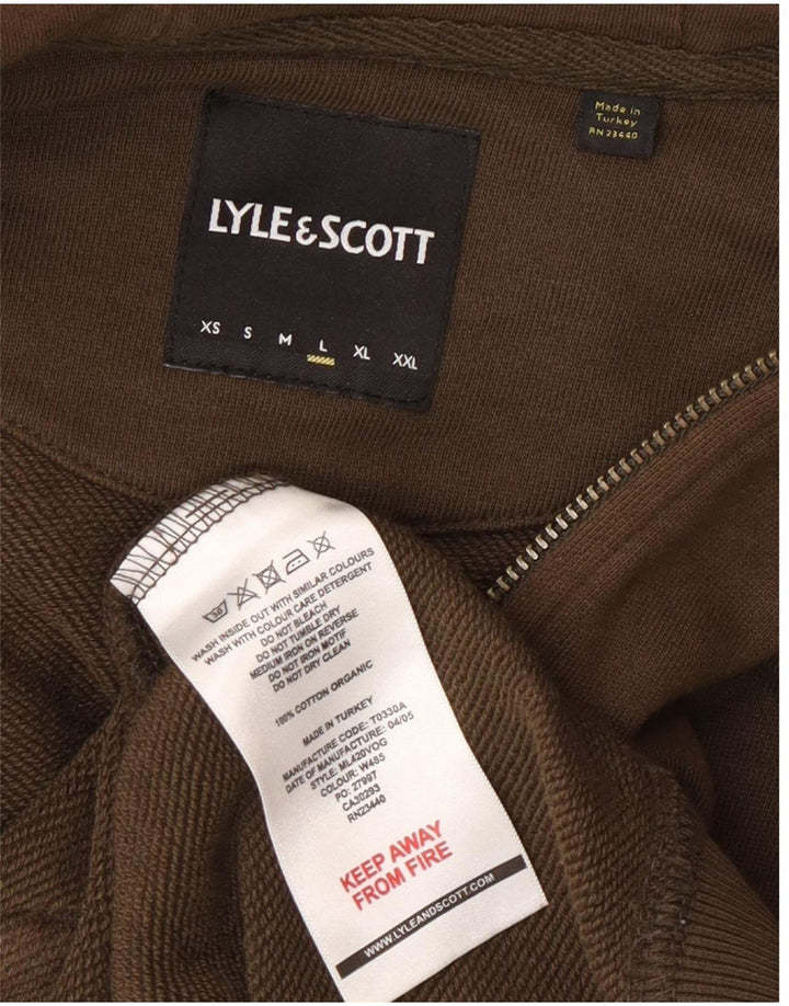 Lyle & Scott Herren-Kapuzenpullover mit normaler Passform und Reißverschluss, groß, braune Baumwolle