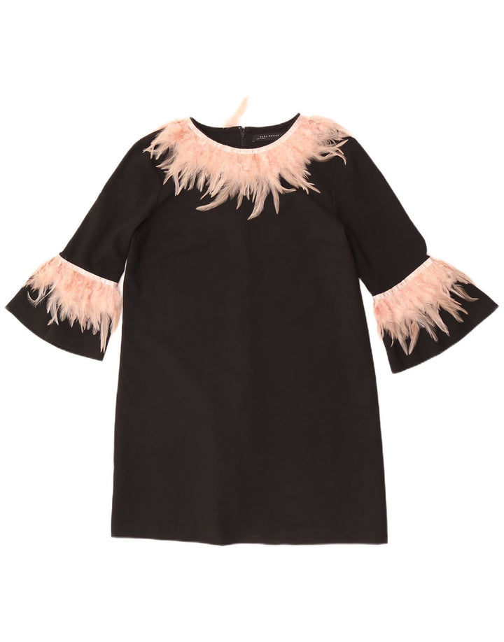 Zara Damen-Etuikleid mit 3/4-Ärmeln, Gr. 46, Schwarz, Polyester