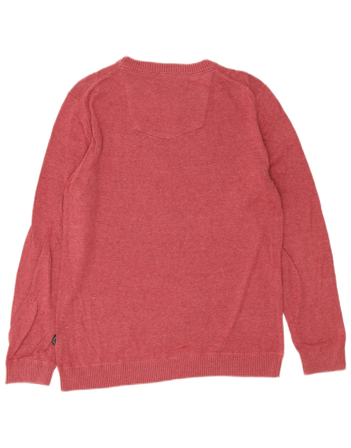 Fat Face Herren-Pullover mit Rundhalsausschnitt, mittelrote Baumwolle