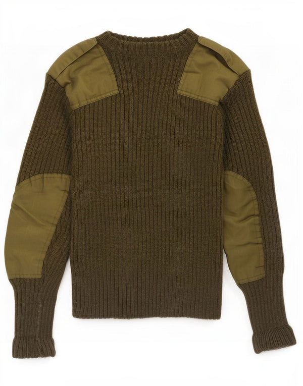 Vintage Herren Militär Rundhalspullover Pullover XS Khaki