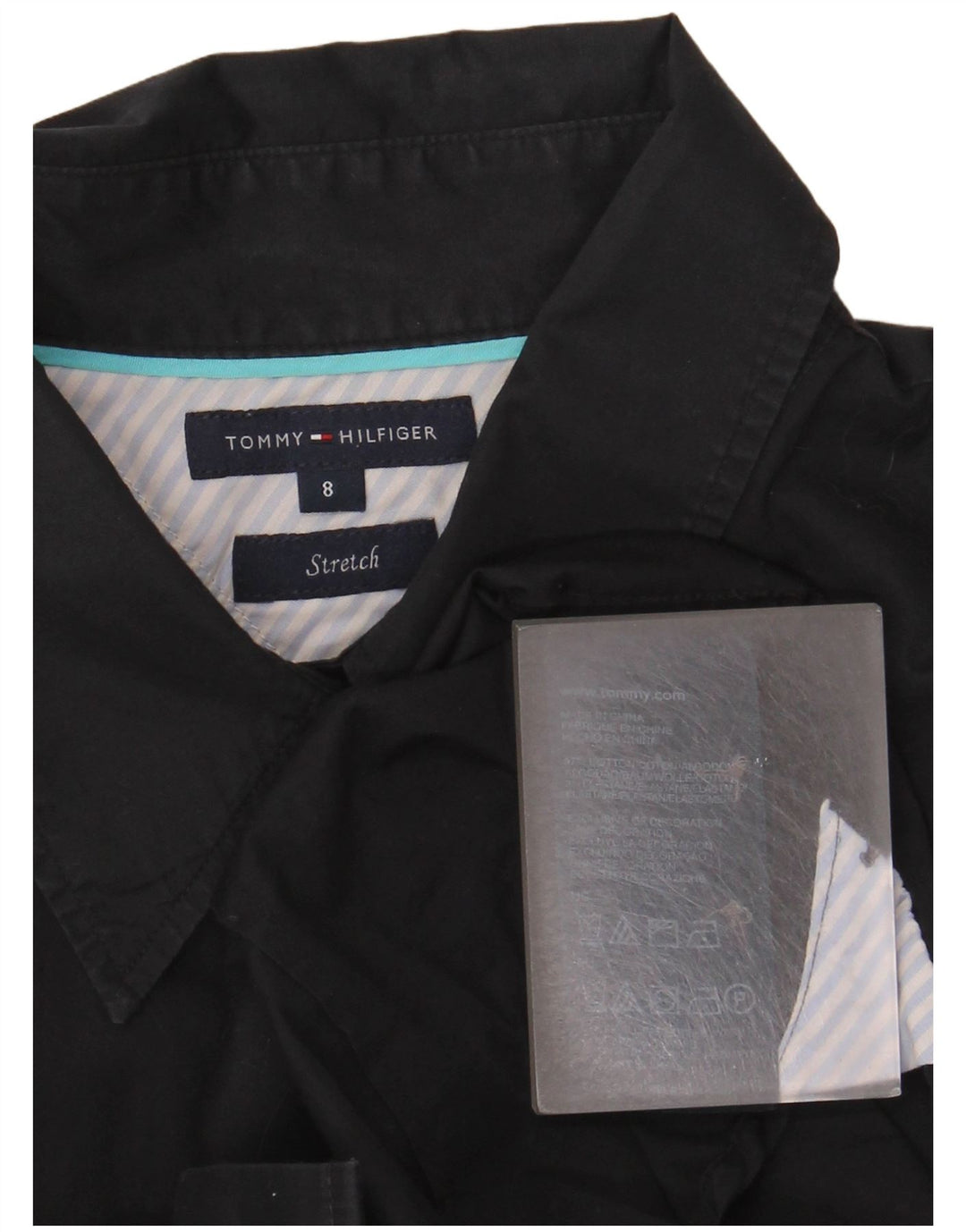 Tommy Hilfiger Damen Stretch-Hemd US 8 Mittelschwarze Baumwolle