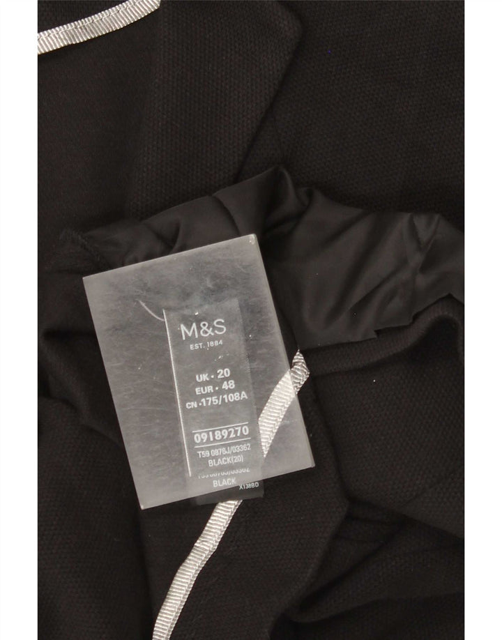 Marks & Spencer Damen 1-Knopf-Blazerjacke, UK 20 2XL, schwarze Baumwolle