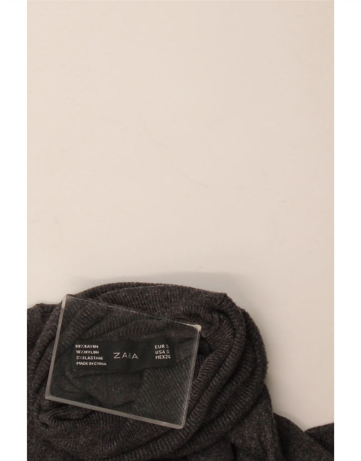 Zara Damen-Pullover mit Rollkragen, Gr. 10, Größe S, grau, Viskose