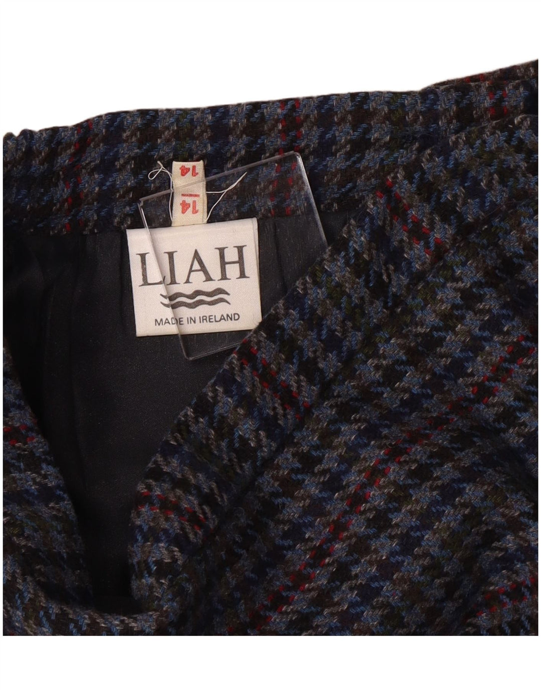 Vintage Damen Bleistiftrock UK 14 Medium W28 Blauer Hahnentritt