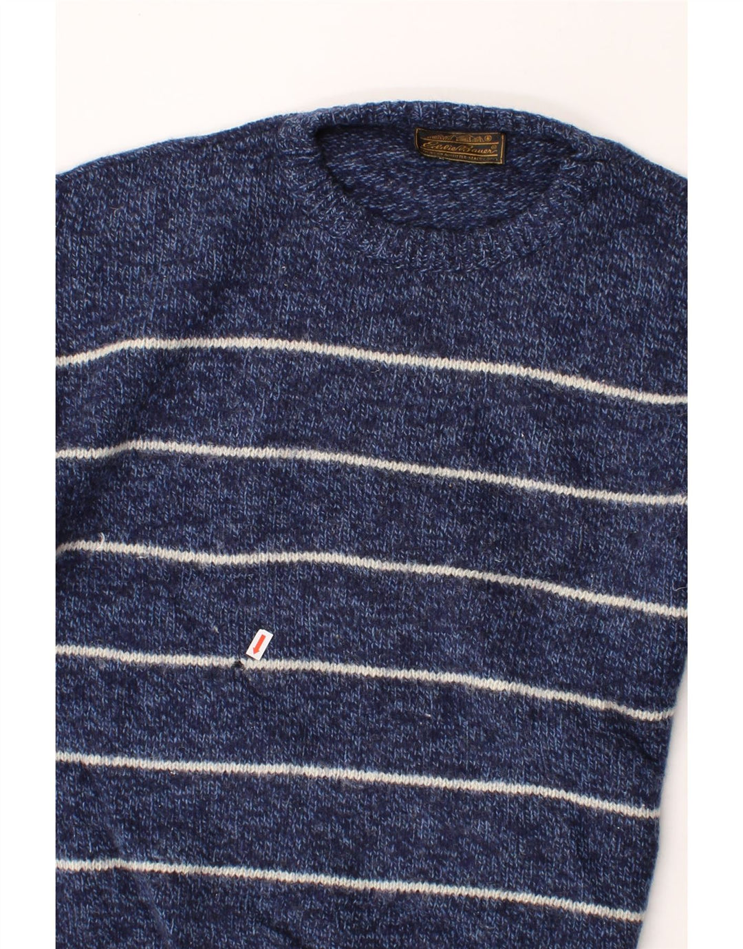 EDDIE BAUER Mens Crew Neck Jumper Sweater XL Navy Blue Striped Vintage Eddie Bauer and Second-Hand Eddie Bauer from Messina Hembry 