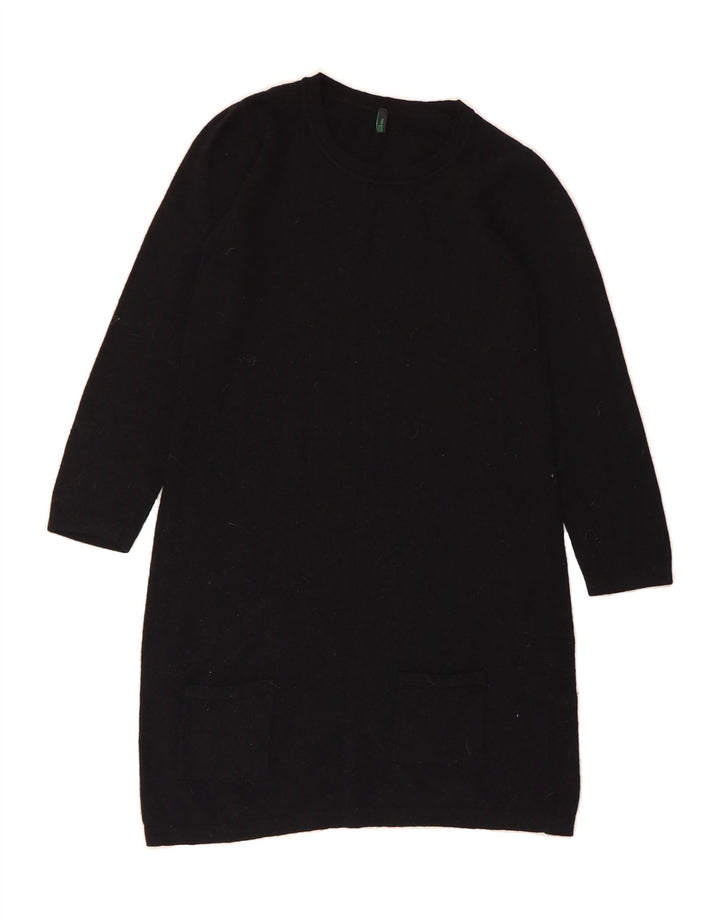 BENETTON Womens Long Sleeve Jumper Dress UK 12 Medium Black Vintage Benetton and Second-Hand Benetton from Messina Hembry 