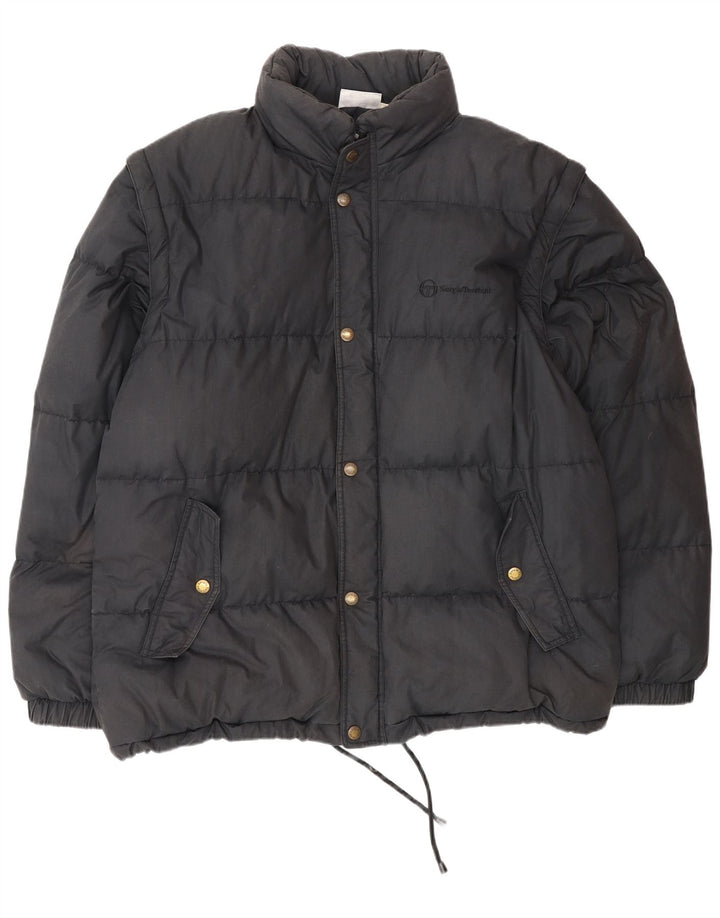 Sergio Tacchini Herren Wattierte Jacke UK 42 XL Marineblau Baumwolle