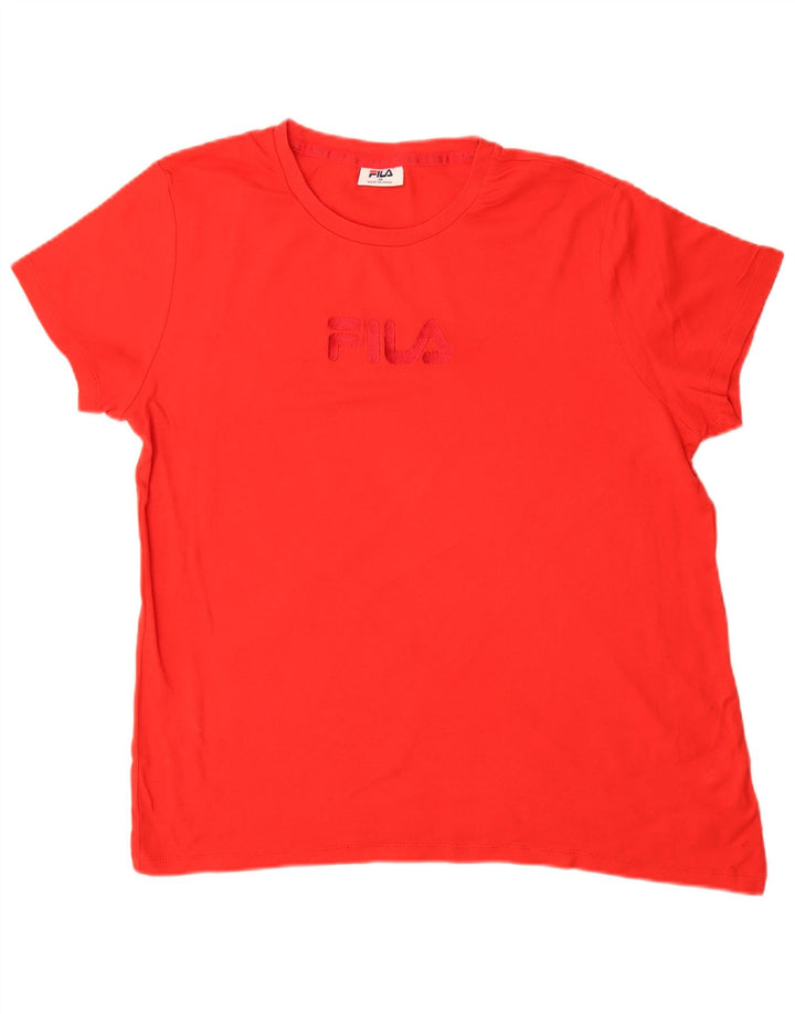 Fila Damen Grafik T-Shirt Top UK 18 XL Rot Baumwolle