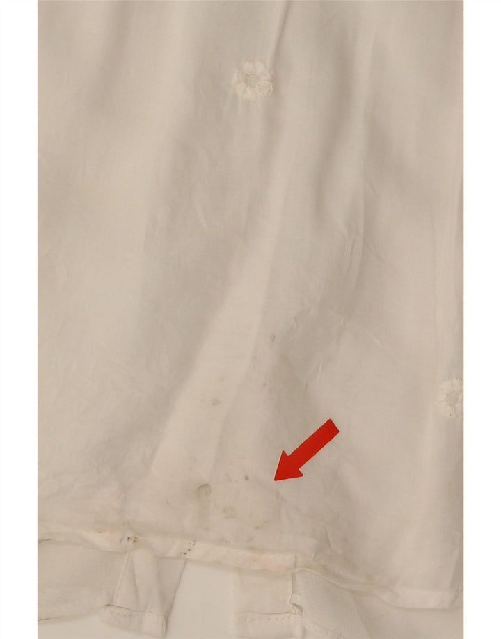 Zara Damen Trafaluc Hemdbluse UK 14 Mittelweißes Blumenpolyester