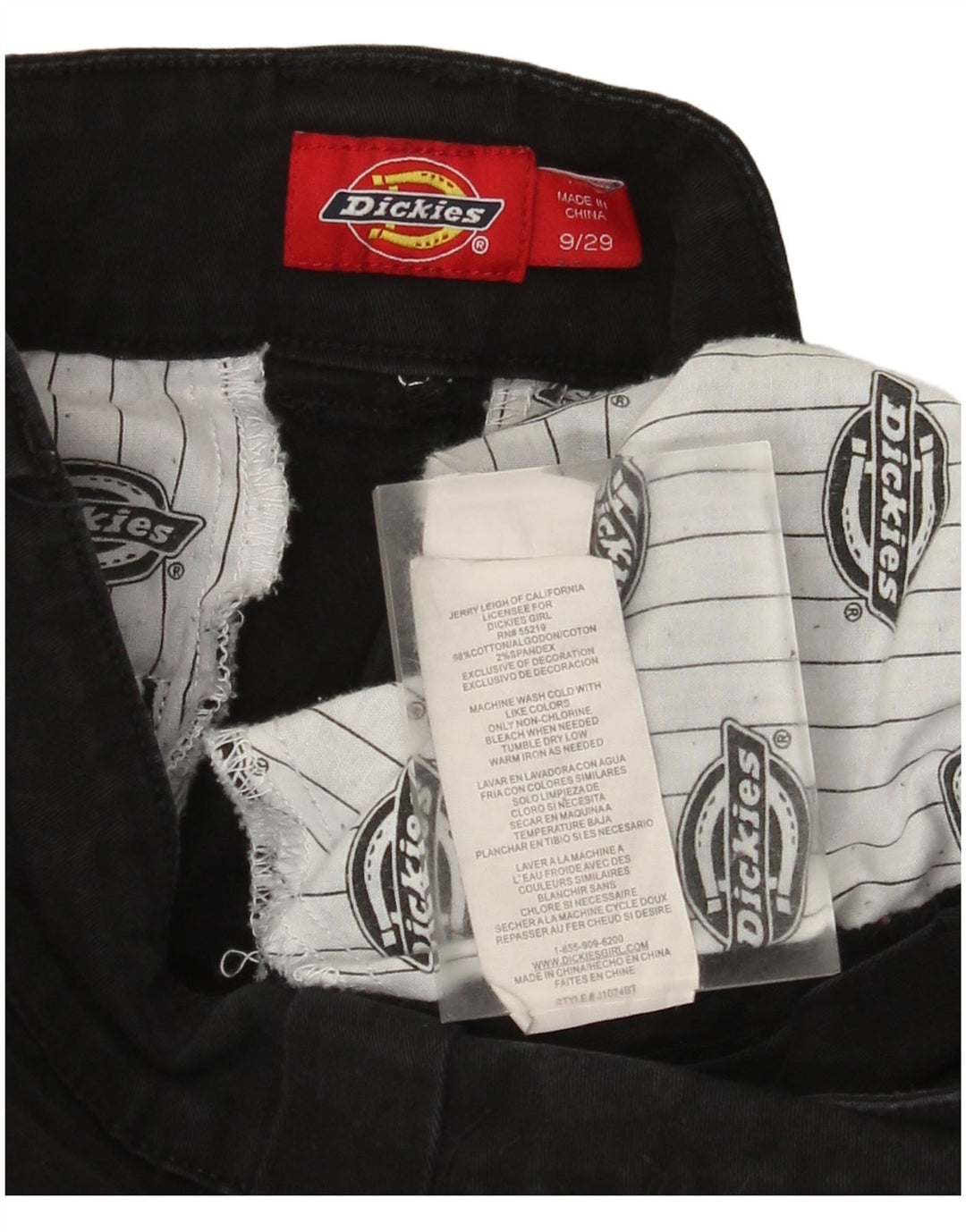 Dickies Slim Chino-Hose für Damen, US 9, M, W29, L28, Schwarz, geometrisch