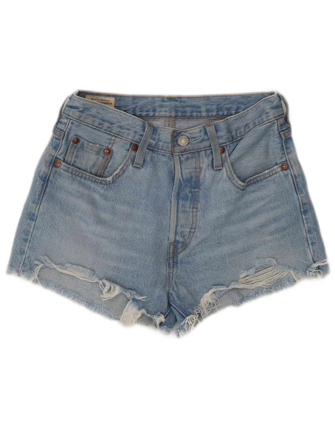 LEVI'S Damen 501 Distressed Denim Hot Pants W25 XS Blaue Baumwolle