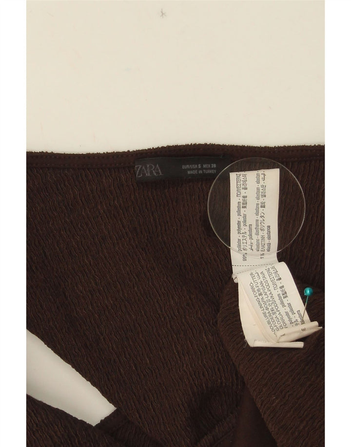 ZARA Damen Weste UK 8 Small Braun Polyester