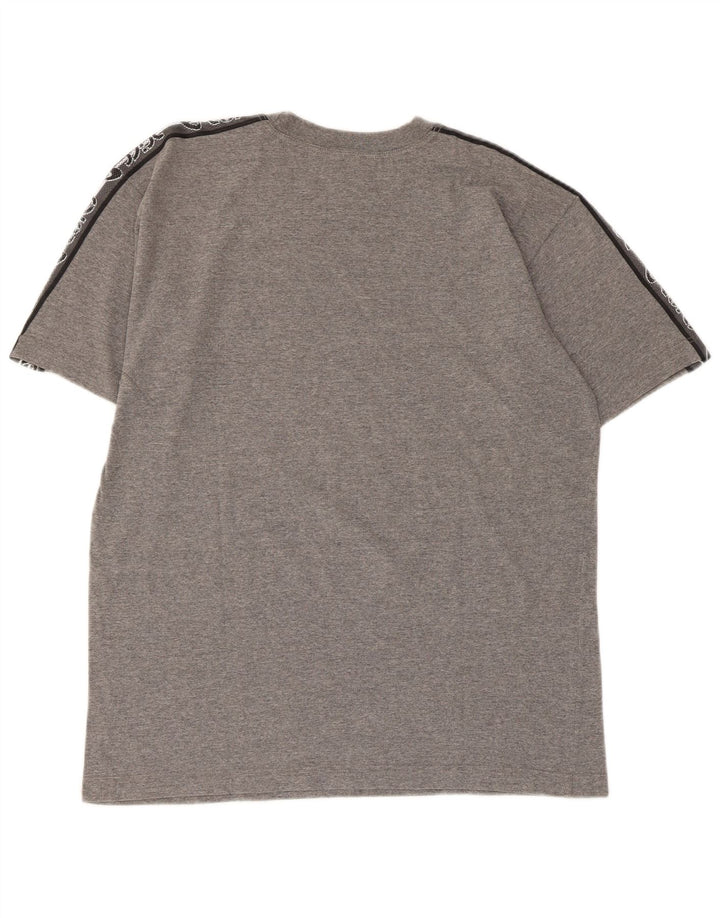 Asics Herren Grafik-T-Shirt-Oberteil aus mittelgrau gefleckter Baumwolle