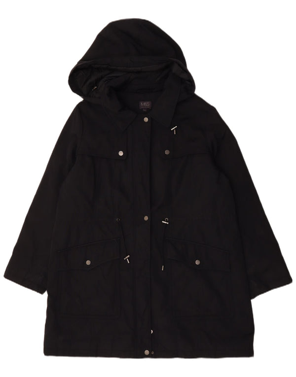 Marks & Spencer Damen Parka-Jacke mit Kapuze, übergroß, Gr. 16, Schwarz