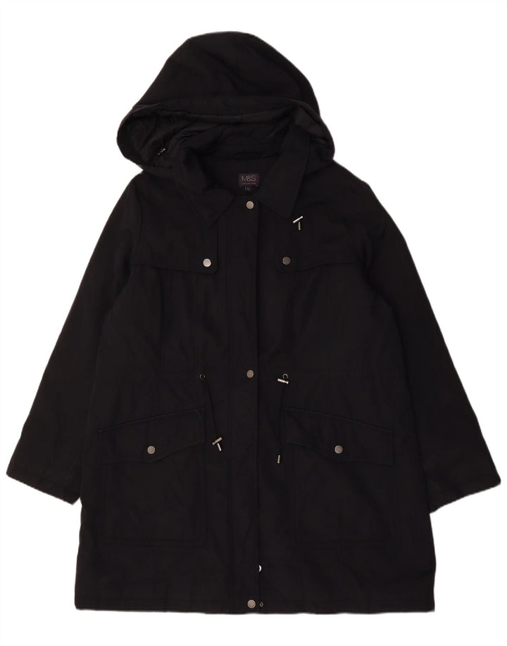 Marks & Spencer Damen Parka-Jacke mit Kapuze, übergroß, Gr. 16, Schwarz
