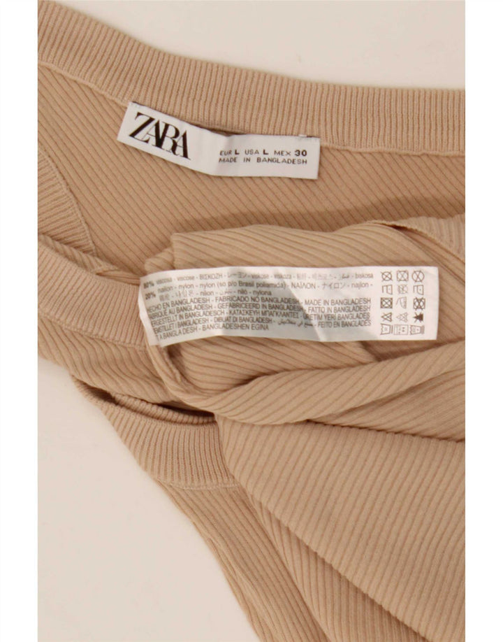 Zara Damen One-Shoulder-Top UK 14 Large Beige Viskose